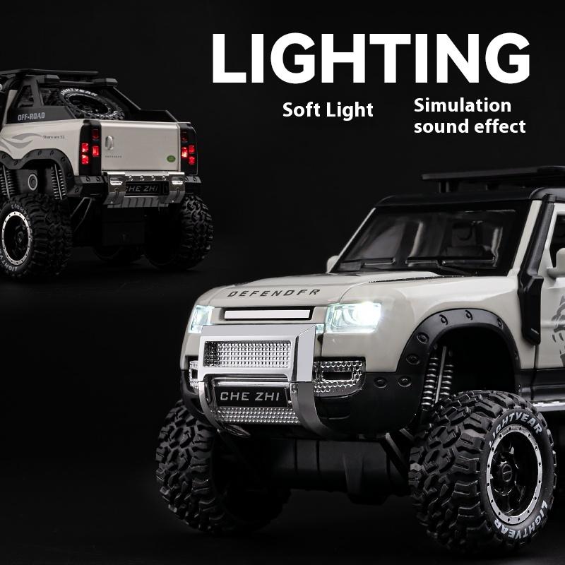1/24 Scale Large  Land Rover Defender 6x6 Super Off Road Vehicle Alloy Diecast Model Car Sound & Light Child Toy Birthday Gift for Kids