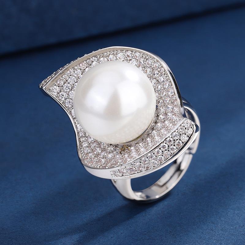 Micro-inlaid copper bottom gold-plated wish hot sale inlaid white fritillary pearl women s set 16mm * 14mm