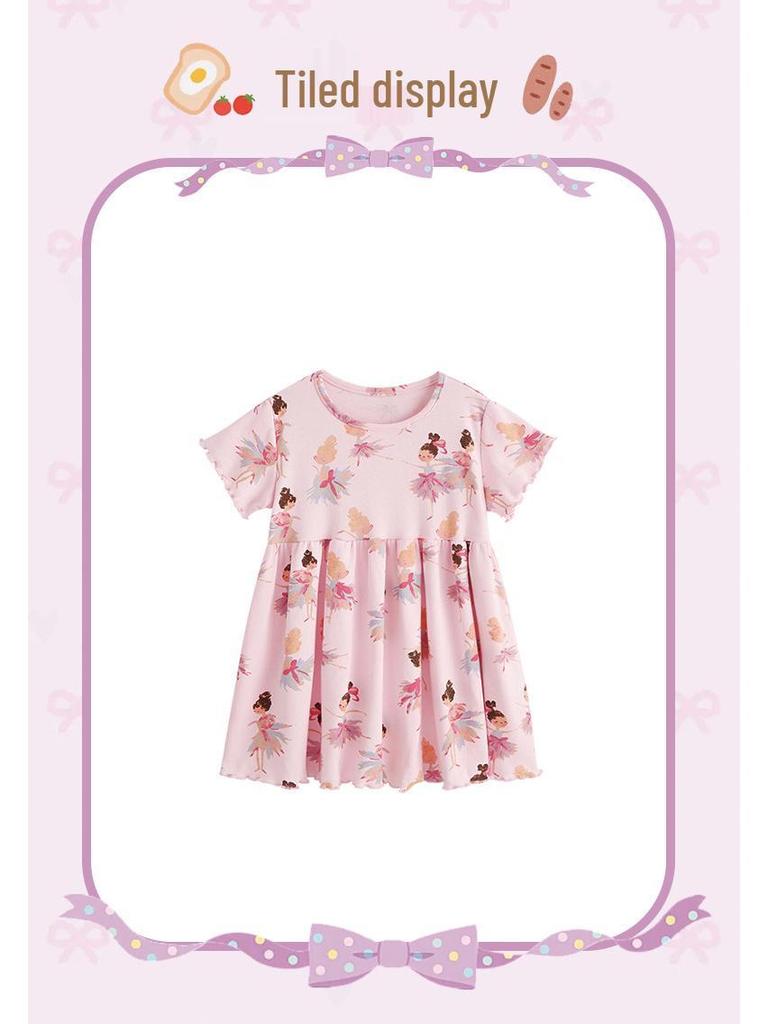 Malwee Mädchen Herbst/Winter Süßes Print Kurzarm Prinzessinnenkleid