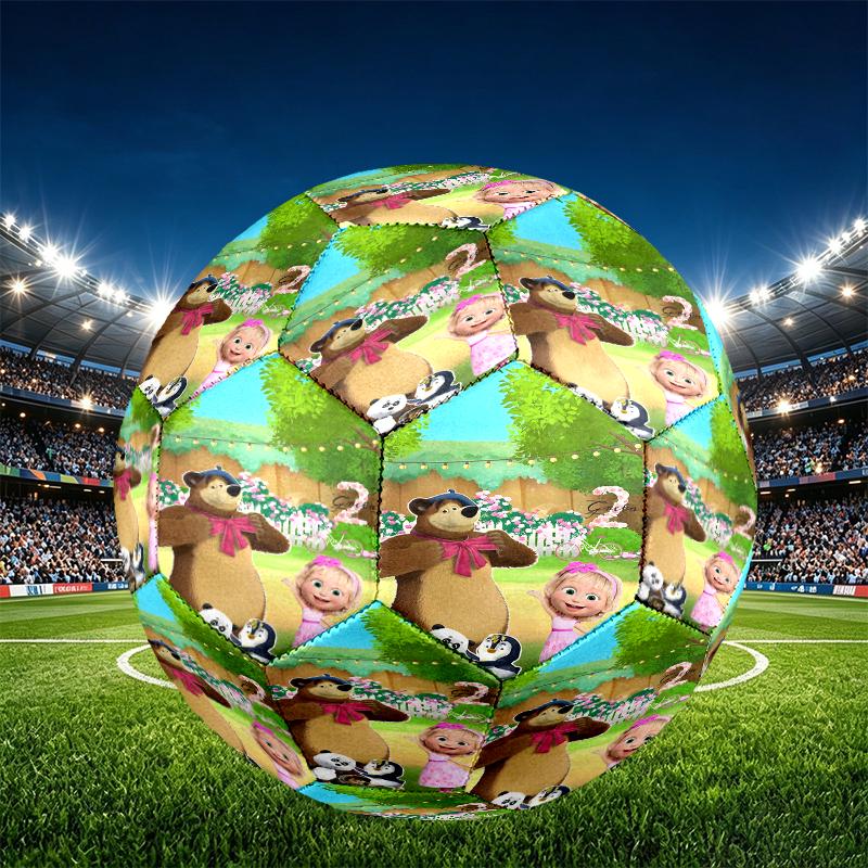 Pallone da Calcio Masha e Orso Stampa Taglia 5, Pallone da Calcio in PU Resistente all'Usura per Partite, Allenamenti e Pratica Quotidiana, Regalo di Compleanno per Appassionati di Calcio