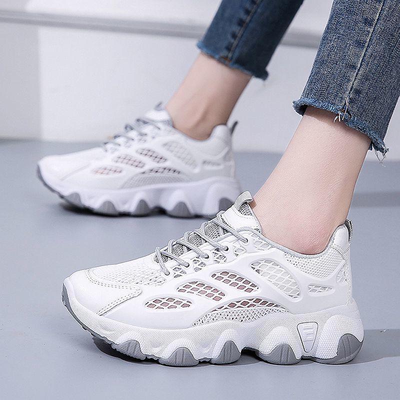 Lace Up Whit Women's Mesh Breathable Shoes High on Platform Ladies Footwear Summer Aesthetic New In Arrival 2025 Sale Casual 39
