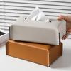 PU Leather Tissue Box Rectangular Paper Towel Container Elegant Tissues Storage Case Refillable Napkin Dispenser