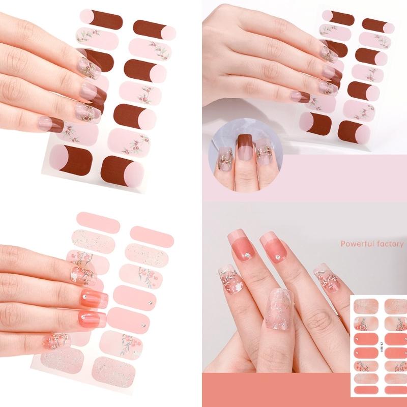 Nail Polish Stickers Self-Adhesive Nail Sticker Manicure Sticker Waterproof Full Wrap Nail Strips with Nail File