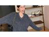 Women's Gray V-Neck Mohair Sweater - Cozy Autumn/Winter Knit Pullover