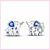 New 925 Silver Chameleon Unicorn Cute Stud Earrings Zircon Blue Eyes Flower Small Earrings For Women Girls Lovely Jewelry Gift