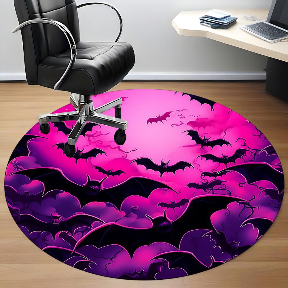 1pc Bat Swarm Office Round Area Rug, Indoor Mat Suitable ForOffice, Under Office Chairs Bedroom Living Room Home Decor T150