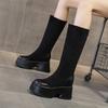 Fashion 11cm New Suede Genuine Leather Platform Wedge Winter Plush Women Boots Slip On Spring Warm Ankle Booties Autumn Shoes