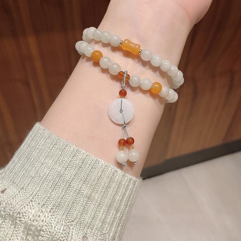 

Zen Style Double Layer Tianshan Jade Beaded Bracelet for Women