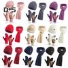 3 Pcs/Set Unisex Winter Beanie Scarf Gloves Set Thick Knitted Warm Cap Great Friction Palm Gloves Elastic Ear Protection Windproof Winter Outdoor