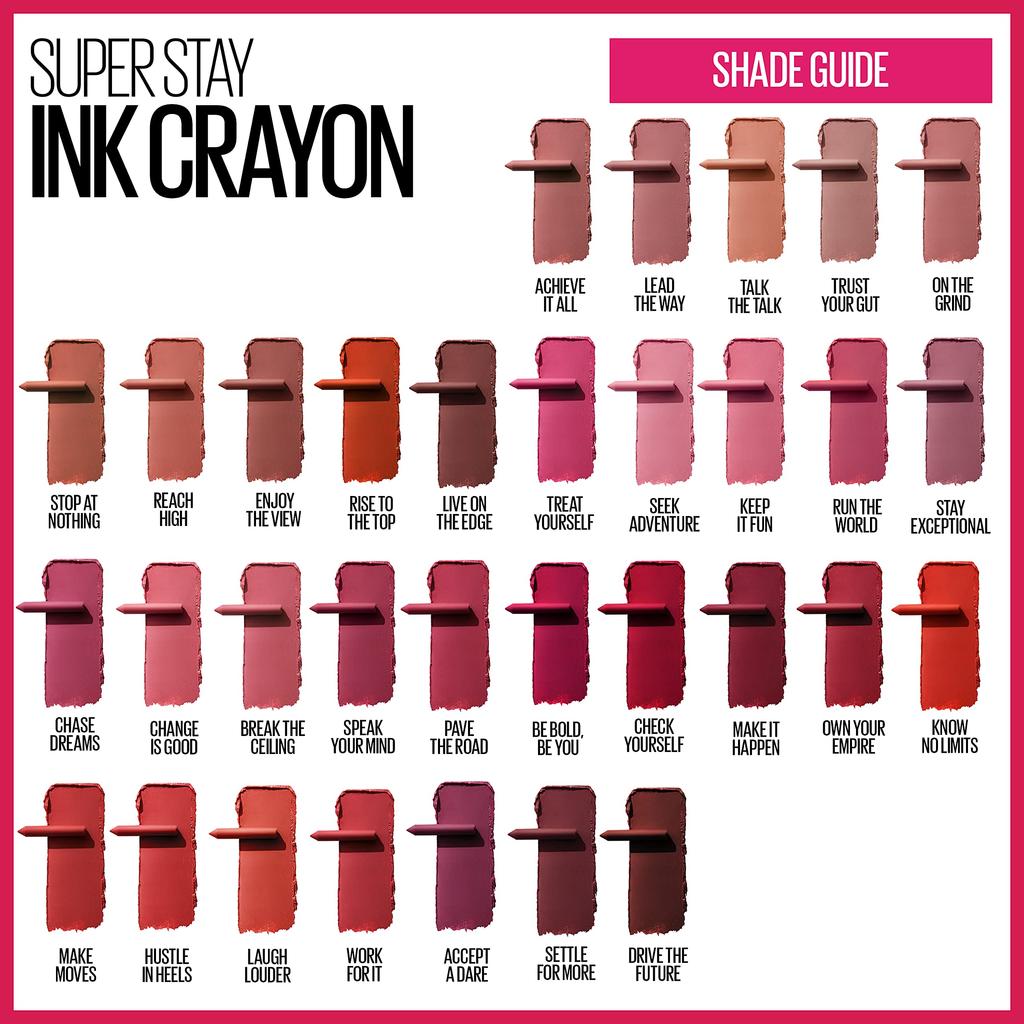 Maybelline SuperStay Ink Crayon Longwear Matte Lipstick Rise To The Top 0.04 oz.