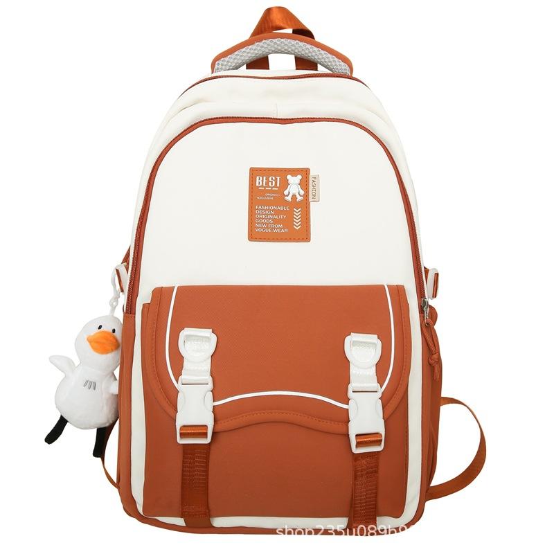 Schoolbag New Student School Bag Girls Anti-splashing Backpack Premium Contrast Color Nylon Middle School Student Backpack