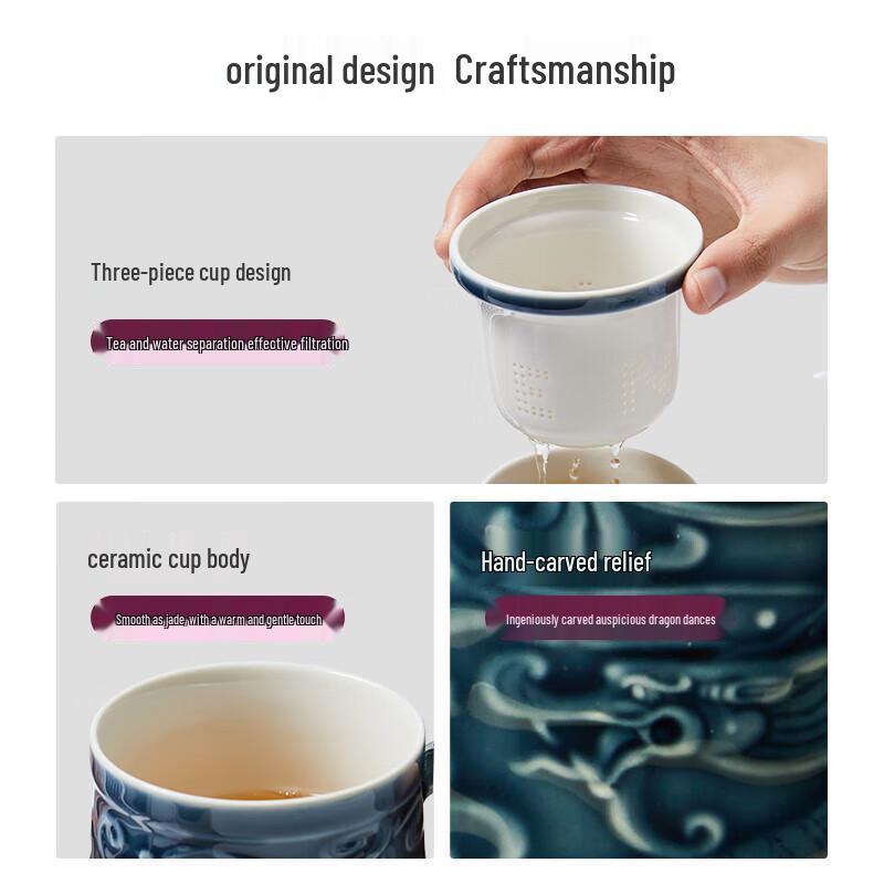 HW Living Porcelain Auspicious Dragon Tea Set