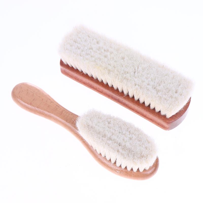 1Pcs Multifunctional Soft Wool Shoe Brush With Wooden Handle Wool Hair Leather Care Shoe Polish Boot Cleaner Shoe Brush