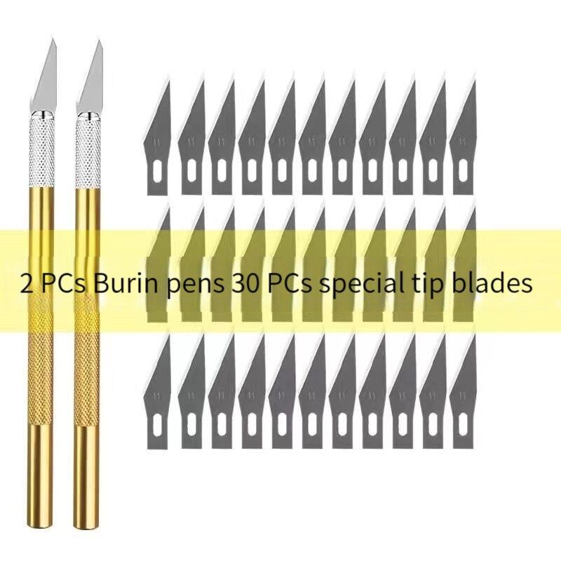 

Ручной нож для резьбы по дереву, 6 цветов, два лезвия, 40 лезвий, резиновый штамп, резак для бумаги, инструменты для резки кожи, инструменты для художественной резьбы и отделки золотой