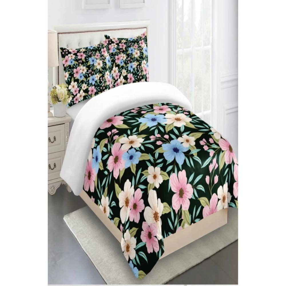

Full Size Comforter Set Floral Print Duvet Bedding Set for Girls Women Modern Kids Adult Bedroom Duvet Cover with1- 2Pillowcases 135*200cm&Sham