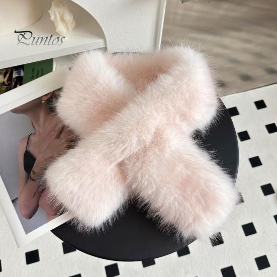 Daily Outdoor Cycling Scarf Faux Fur Collar for Women, Plush Neck Warmer Scarf, Fluffy Solid Color Winter Accessories Scarves, Thanksgiving Christmas