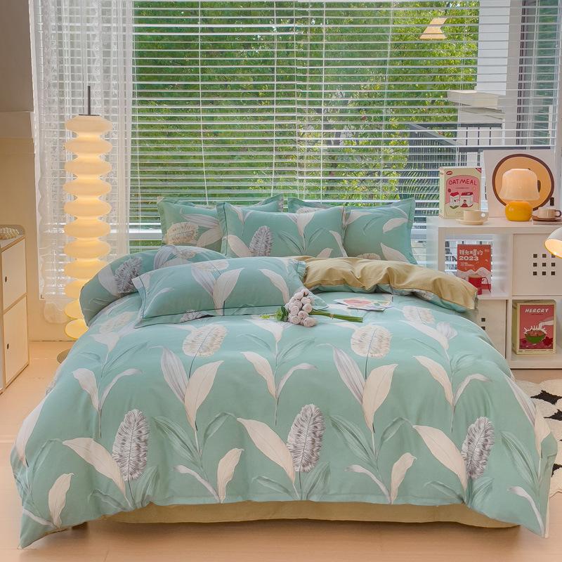 Skin-friendly Cotton Plant Cashmere Thickened Sanded Four-piece Bedding Set Dormitory Three-piece Set Bed Sheet Quilt Cover