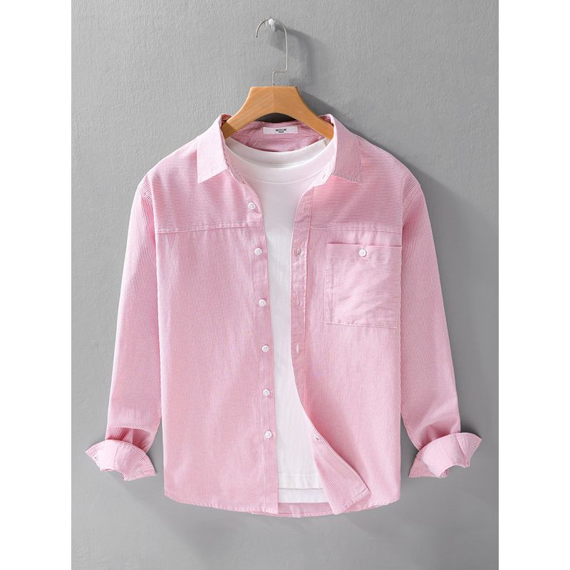 Spring Summer Japan fashion Fresh Stripe Long sleeve Shirts Men's Clothing Artistic Youth Loose Casual Shirt Oxford Thin