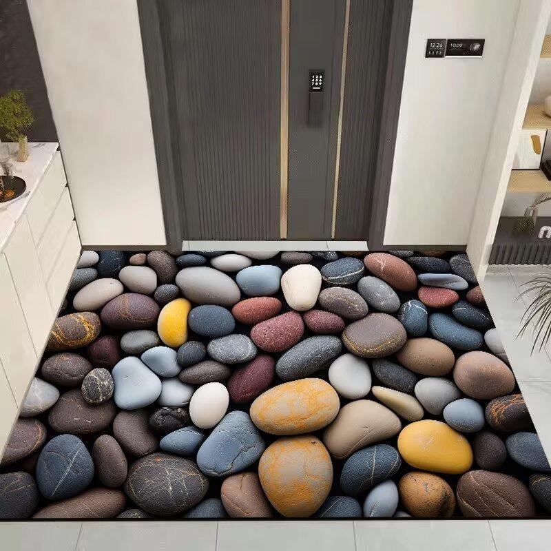 3D Kiesel Badezimmer Bodenmatte Rutschfest Schnelltrocknend Fußmatte Pflegeleicht Türvorleger