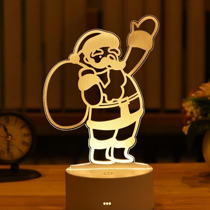 Vianočné ozdoby na domáci stromček Elk Vianoce 3D akrylové USB nočné svetlo Vianočný darček Nový rok 2021 Home Decore girlanda