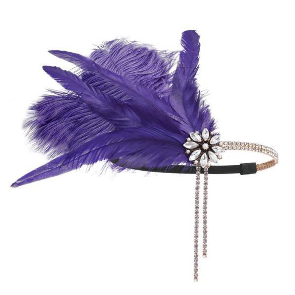 Water Diamond Feather Headwear 1920s Hair Band Rhinestone Headpiece Chain Brides Makeup