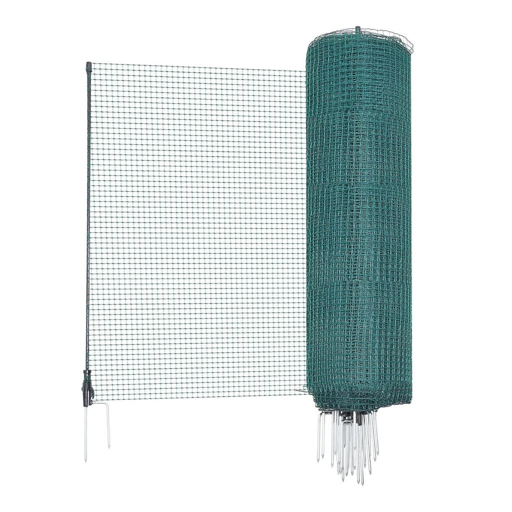 Temporary Fence with Posts, 0.9 x 50m Plastic Mesh Fencing, Garden Safety Fences Netting with Double-Spike Stakes & Guy Ropes, Temporary Fence for