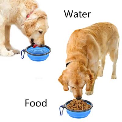Foldable Portable Dog Bowl Silicone TPE Dog Food and Water Bowl Suitable for Outdoor Walks Can Be Used for Dog Food and Water.