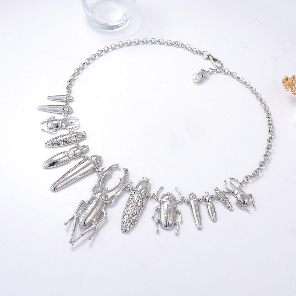 Fashion Alloy Beetle Bracelet Ladybugs Cicadas Beetle Exaggerated Insect Choker Collar Adjustable Gothic Beetle Necklace Gift