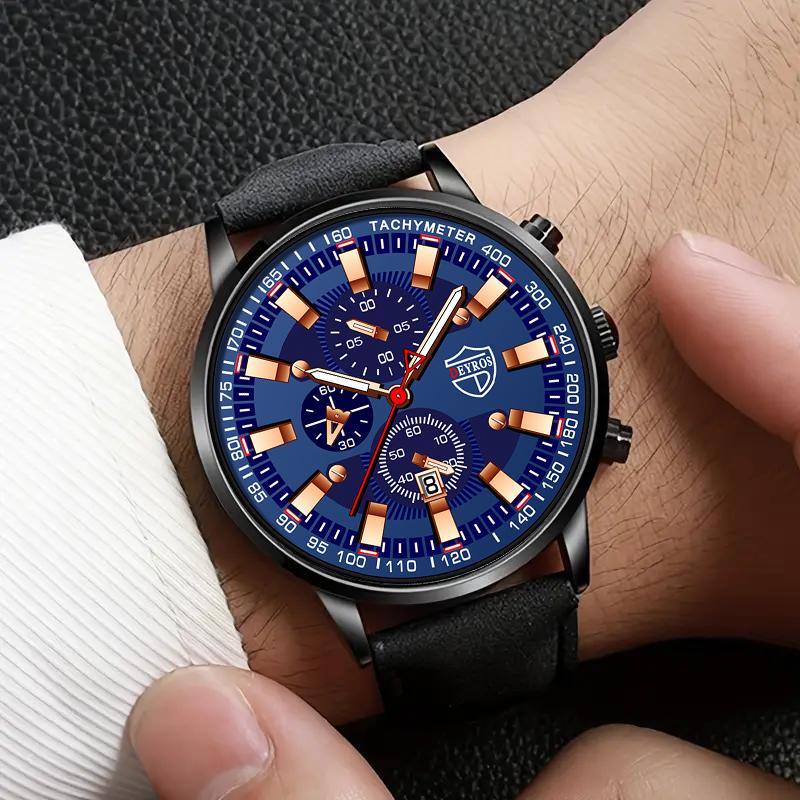 Fashion Men's Sports Quartz Watches Analog PU Leather Wrist Watch With, Best Gifts for Him