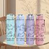 1PC Multi Cat Yoga Sketch Collage 750ml Color Plastic Sports Water Bottle Leakproof Flip Straw Lid Suitable for Sports Office Home Use