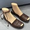 Cowhide Version~ Korean One-word Sandals with Fish Mouth for Women's 2025 Summer New Cool Slippers and Flat-soled Muller Shoes