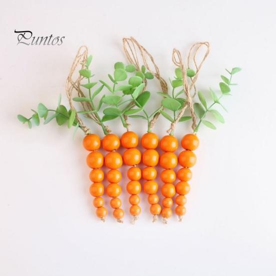 Easter Wooden Carrot Beads String Wood Pendant Spring Home Party Decoration for Birthday Housewarming