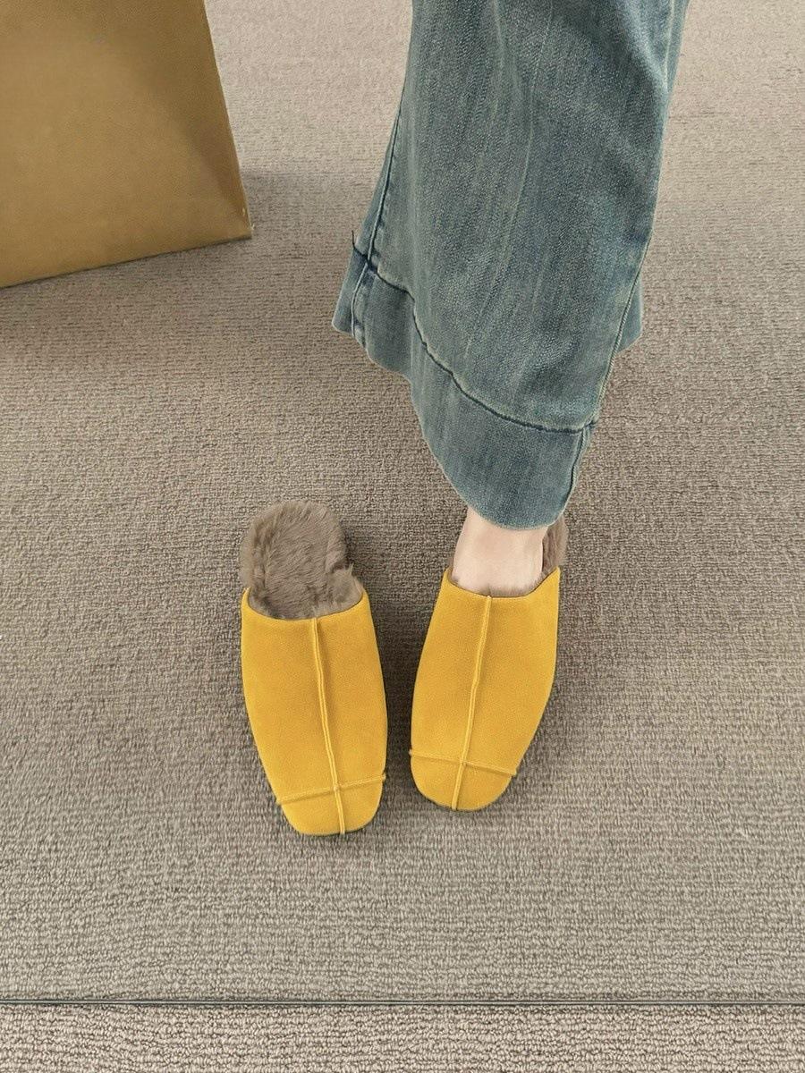 

Французские ретро пушистые полутапочки-мешки 2025 новые туфли muller темперамент бархат повседневные плоские хлопковые швабры 39