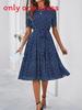 Elegantes Polka-Dot-Kleid mit Print und hoher Taille für Frühling, Sommer, Büro