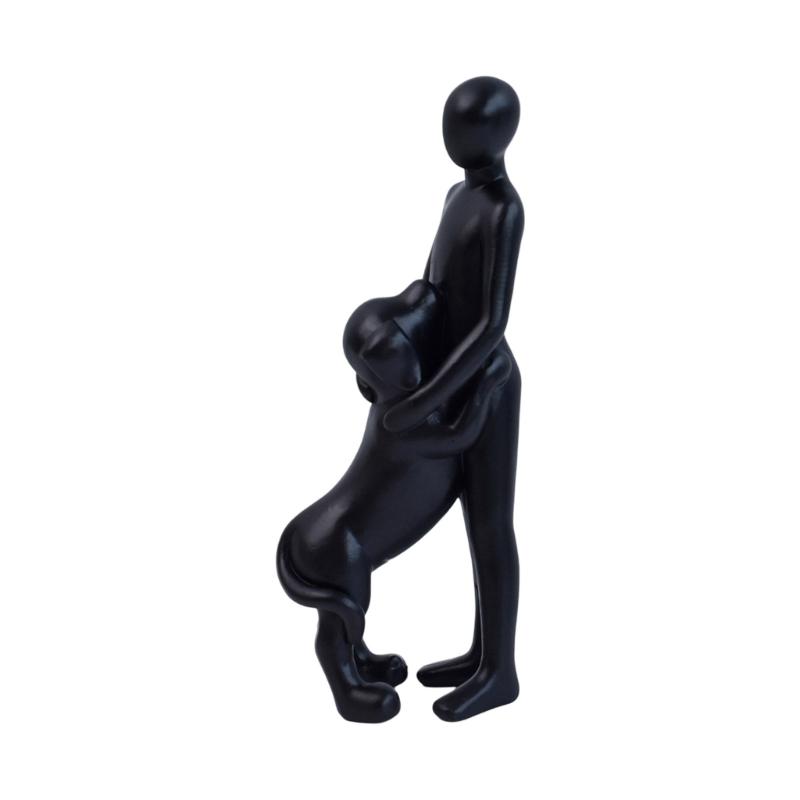 Resin Figurine Man and Dog Sculpture Collectible Ornament Gift for Dog Lover Living Room Bedroom Desktop Shelf Display