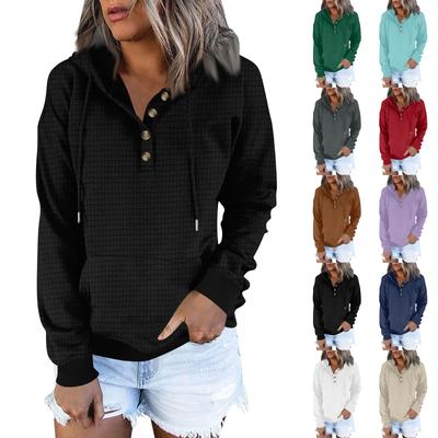 Damen-Kapuzenpullover, langärmelig, lässig, einfarbig, mit Kordelzug, Sweatshirts für Damen, Pullover