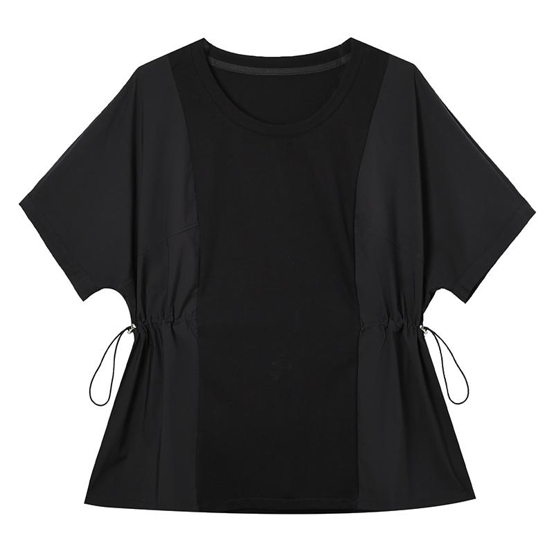Dimanaf 2025 Summer Solid Basic Plus Size Women T-Shirts Elegant Short Sleeve Tops Tees Loose Shirt