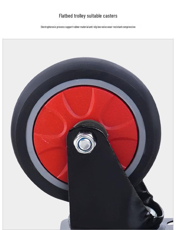 Folding Flatbed Hand Truck: Sturdy Four-Wheel Cart for Street Vending & Moving Goods