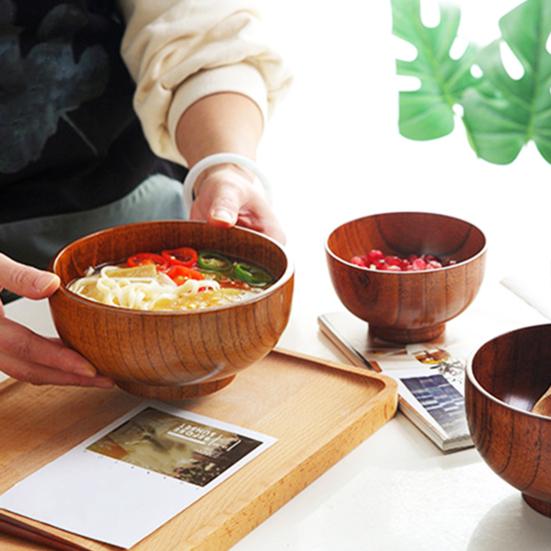 1 Pc Salad Bowl Multi-purpose Thermal Insulation Wood Wooden Salad Bowl Smoothies