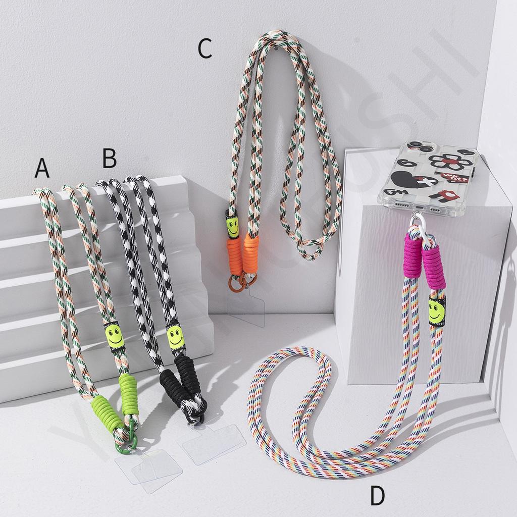 Hand-woven Messenger Mobile Phone Lanyard, Long Color Matching Double-ended Round Buckle, Mobile Phone Back Clip, Adjustable Lanyard