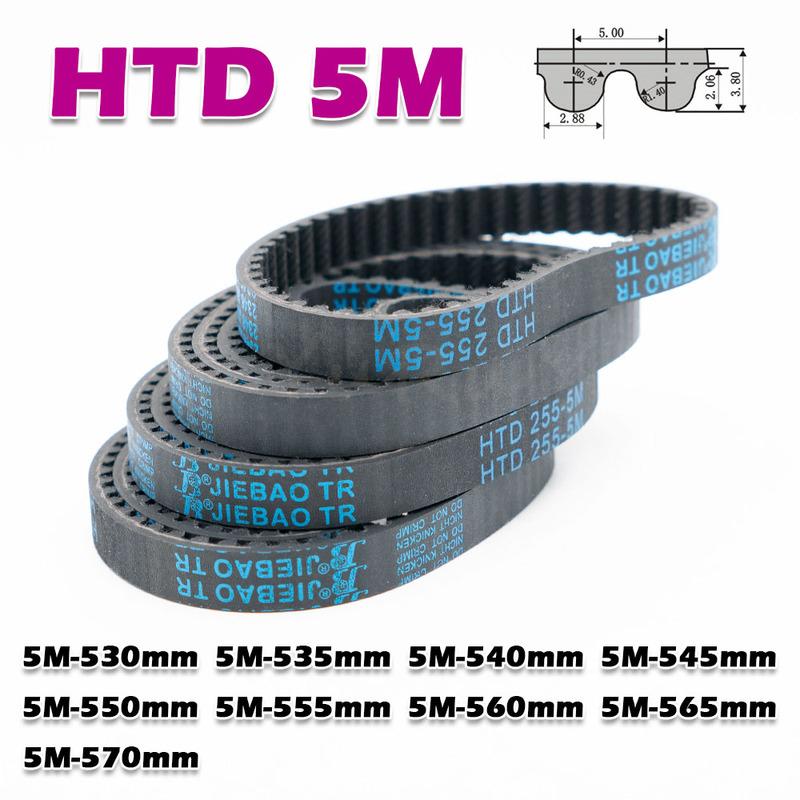 HTD 5M Rubber Closed Loop Timing Belt Perimeter HTD5M 530 535 540 545 550 555 560 565 570mm CNC Transmission Width 10~50mm Drive