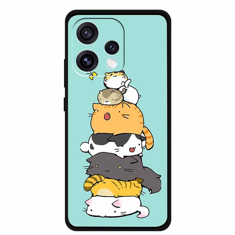 For Oppo Reno15 5G Case 6.59" Cute Cat Balck Edge Soft Silicone Wolf Phone Back Cover For Oppo Reno 15c 5G Protective Lion Funda