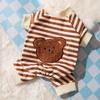 Cute bear striped four-legged loungewear puppy dog teddy than bear kitten autumn and winter warm pet clothes