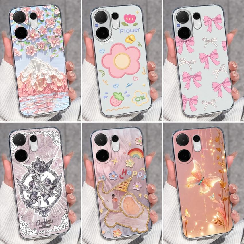 For Vivo V60 V50 V40 Lite V40e V30e V20 Pro SE Phone Case Beautiful Mountain Range Patterns Transparent TPU Anti Slip Soft Back Covers For Vivo Casing