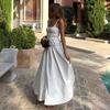White suspender dress European and American summer new pleated long dress pure cotton dress women