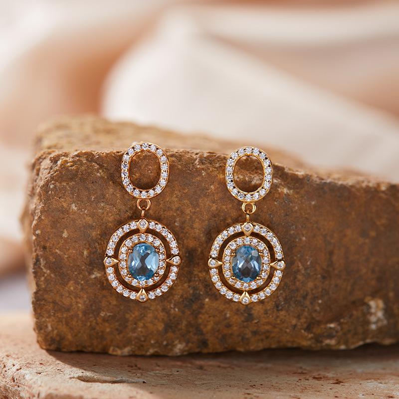 High Sense Light Luxury S925 Sterling Silver Plated 18K Gold Natural Colored Treasure Collarbone Chain Necklace Pendant Niche Jewelry