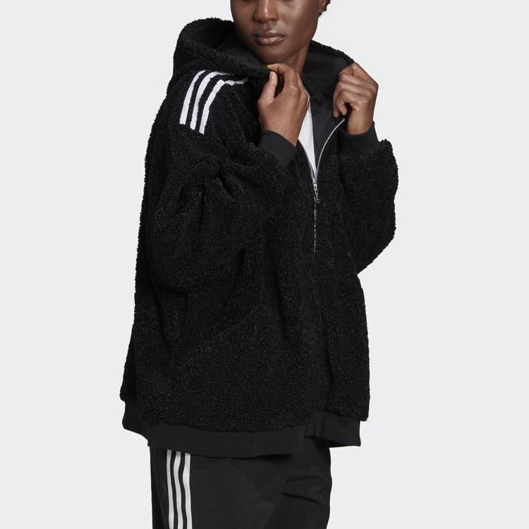Adidas Originals Velvet Jackets Women's Black Hooded Moderate FU3825