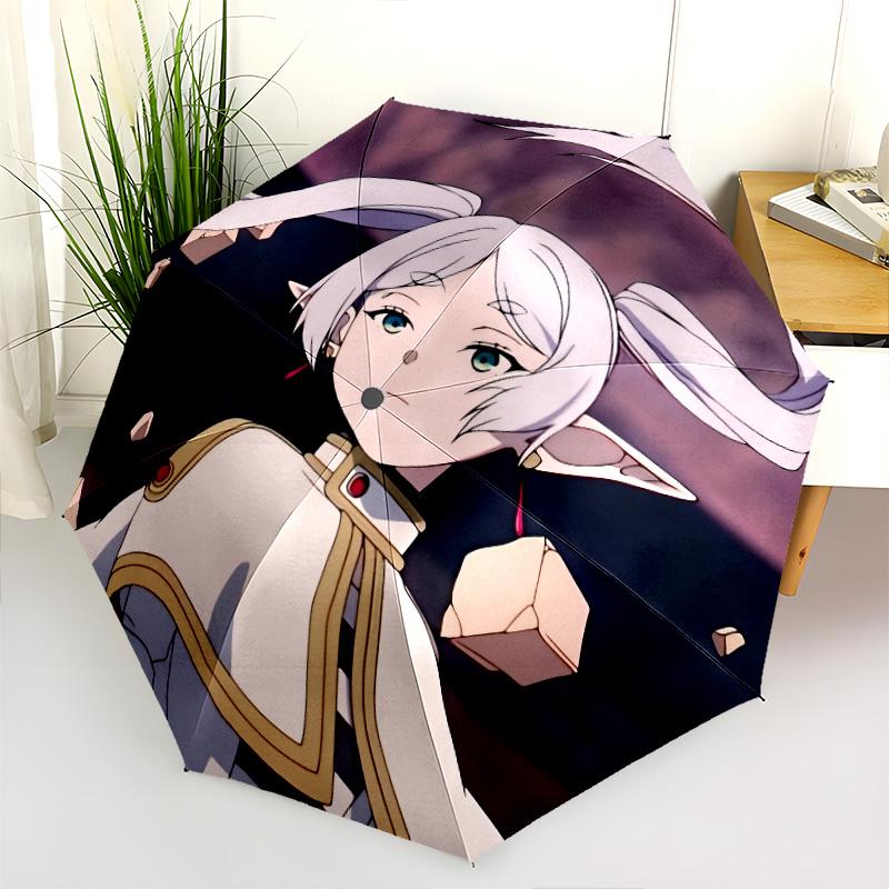 Frieren  pattern, automatic folding umbrella, portable and foldable design, 8 ribs, a Christmas or birthday gift.