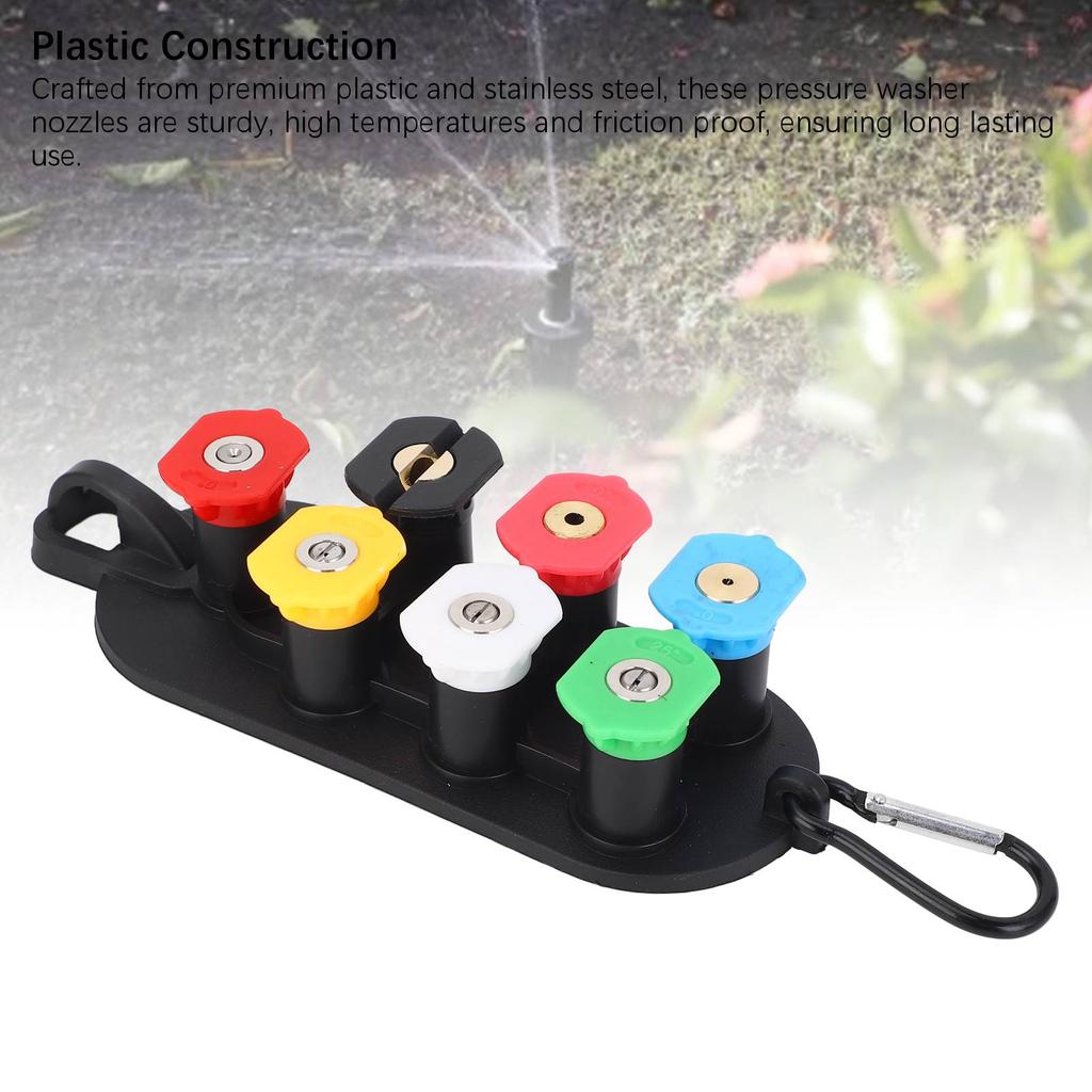7PCS Pressure Washer Nozzle Tip Set 4000PSI 1/4 Inch Quick Connector Pressure Washing Tips with