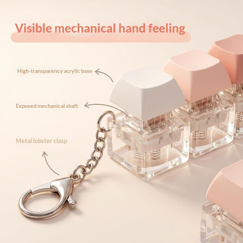 4-Button Keycaps Keyboard Fidget Keychain Stress Relief Fidget Clicker Toy Decompression Toy Bag Pendant